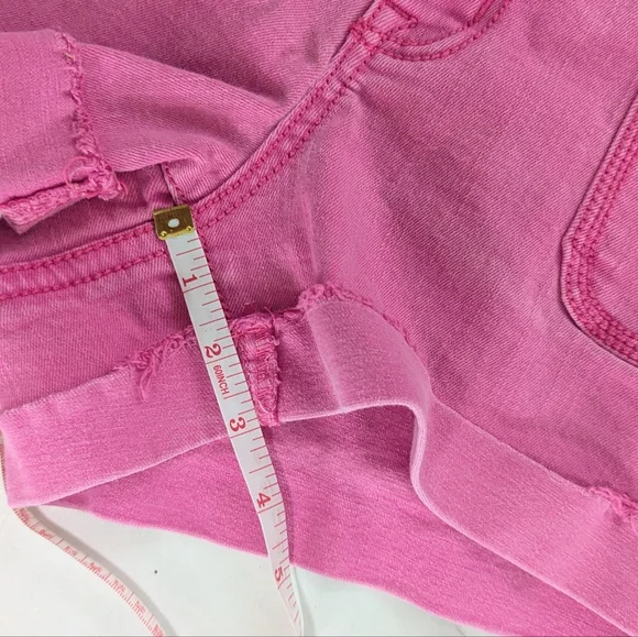 Torrid Denim Shorts Mid Rise Cuffed Hem Patch Pockets Stretch Hot Pink 20 - Picture 10 of 10